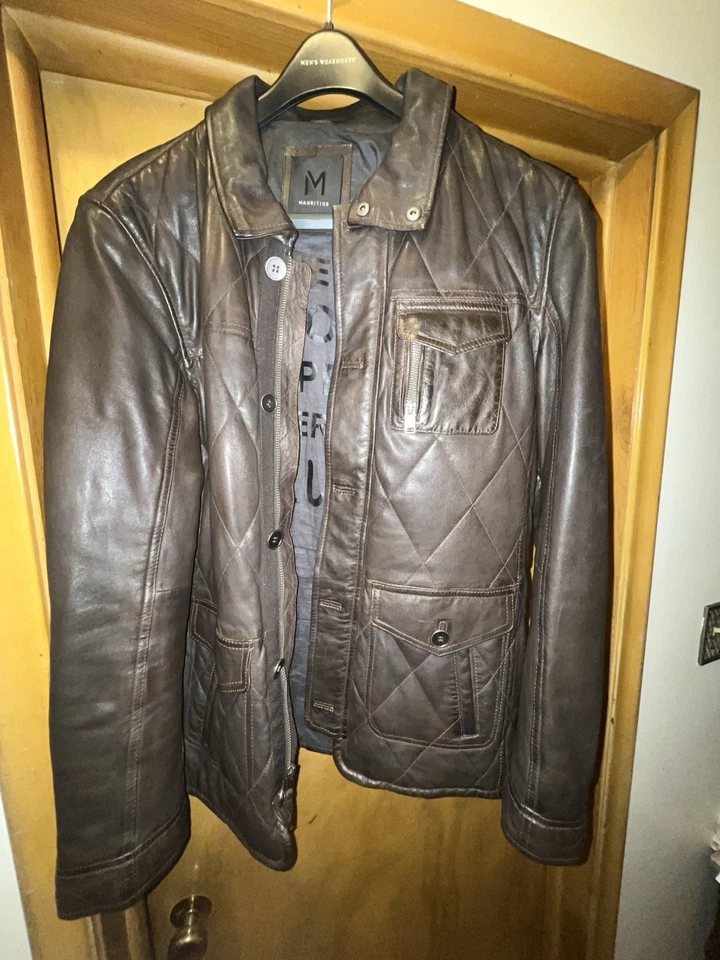 Chaqueta de cuero marrón Mauricio para hombre talla L piel de cordero Foto 1 de 4