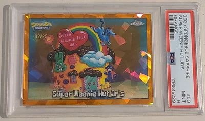 2025 Topps Chrome SpongeBob Super Weenie Hut Jr's Sapphire #50 PSA 9 MINT *POP 1 - Image 1 of 2