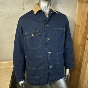 Vintage Roebucks Corduroy Collar Jacket Denim Chore Blanket Lined Large USA 🇺🇸 - Picture 1 of 9