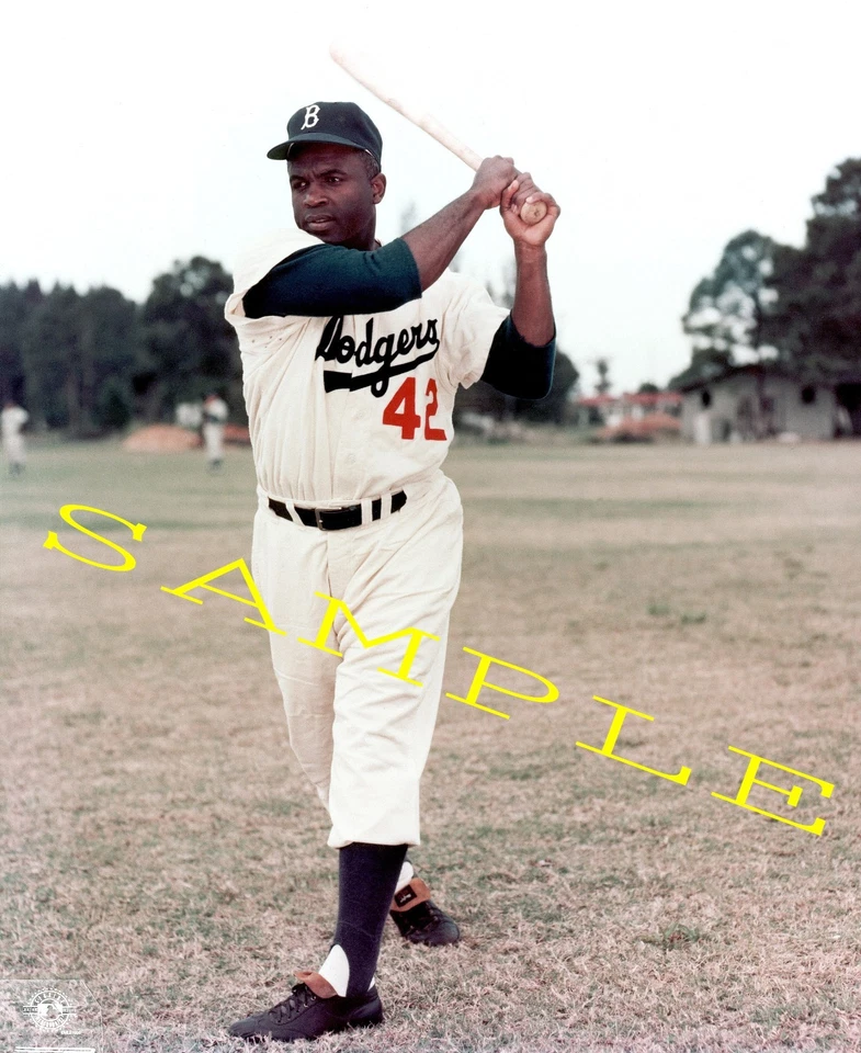 JACKIE ROBINSON #42 DODGERS CLOSE UP SHOT 8X10 GLOSSY PHOTO #2Q - Image 1 of 1