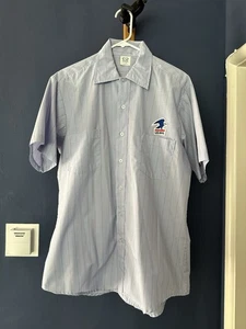 VTG Postal Service US Mail Button Shirt Short Sleeve Size 16.5 Pinstripe NOS! - Picture 1 of 6