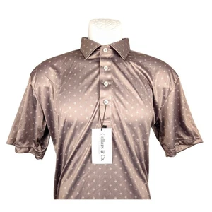 Collars & Co. Mens Dress Collar Polo Shirt Short Sleeve Geometric Pattern Large - Picture 1 of 8