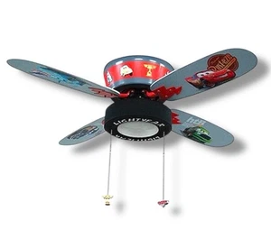 Disney Pixar CARS LIGHTNING MCQUEEN 42" 3 Speed Ceiling Fan Lightyear Tire Light - Picture 1 of 6