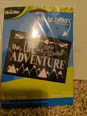 Bucilla My 1st Counted Cross Stitch Kit My Life is a Great Adventure NEW - Image 1 of 2