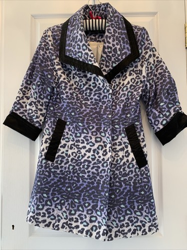MAX MARA Cappotto a molla MaxMara donna seta 3 4 uk10 viola stampa lepoard bellissimo amato