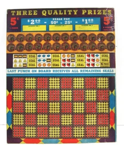 Vintage Salesman Sample 3 Quality Prizes 5ct Punch Board Gambling Hard To Find - Picture 1 of 2