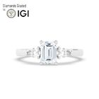 IGI, 1.00 CT, Solitaire Lab-Grown Emerald Diamond Trilogy Ring ,950 Platinum