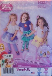 Simplicity 1432 Baby-Toddler Girls 1/2-4 DISNEY PRINCESS Tutu Leggings T Pattern - Picture 1 of 2