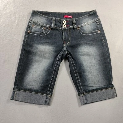 Pantalones cortos de mezclilla Bongo Bermuda azul lavado para mujer talla 5 Foto 1 de 4