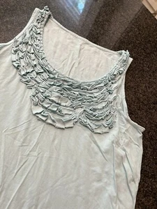 Ladies GARNET HILL Light Blue PIMA COTTON Embellished Tank Top (MED) - Picture 1 of 2