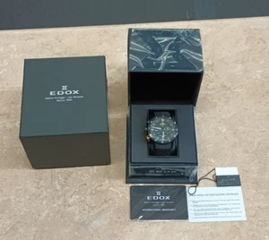 Edox Chronorally 1 Quartz Black Dial Men's Watch 10305 - Picture 1 of 10