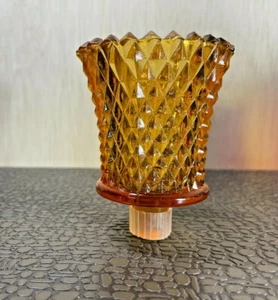 Homco Amber Diamond Glass Candle Votive - Picture 1 of 3