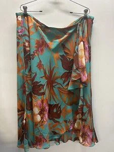 Coldwater Creek Women’s Midi Fully Lined Floral Faux Wrap Skirt Size XL - Picture 1 of 7