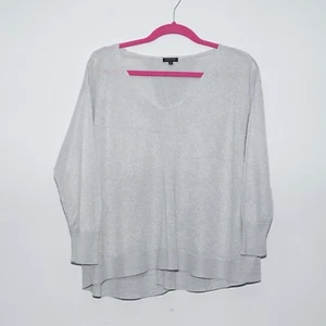 River Island Light Grey Sparkle 3/4 Sleeve Top Women’s UK 12 Layered Look - Picture 1 of 9