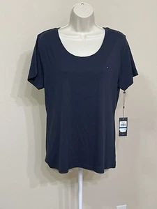 Tommy Hilfiger Women’s Navy Blue Short Sleeve Round Neck Slim Comfort T-Shirt XL - Picture 1 of 9