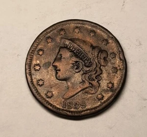 1838 Grande centesimo centesimo moneta americana vecchia valuta - Foto 1 di 4