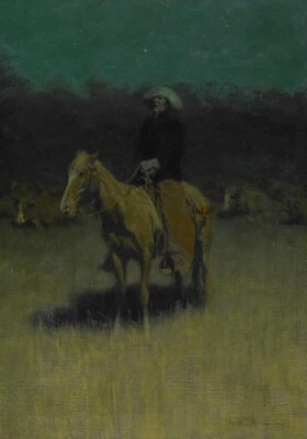 Cowpuncher's Lullaby Frederic Remington 1906 Western Cowboy Nocturne - Image 1 of 2