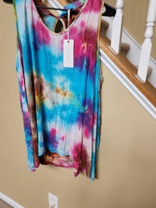 SIMPLY SOUTHERN SLEEVELESS BLOUSE TIEDYE MULTICOLOR XXL - Picture 1 of 8