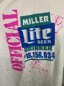 MILLER LITE Beer "Official Drinker" T-Shirt XL Vintage 1990's Single Stitch NOS - Picture 1 of 7
