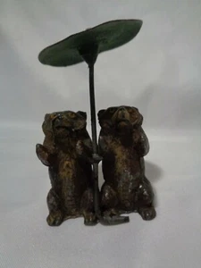 PreWar Germany Heyde Era Cold Painted Lead Figurine Bears with Umbrella - Picture 1 of 12