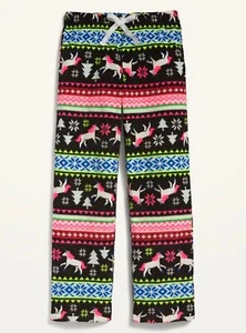 Old Navy Girls Rainbow Unicorn Fair Isle Micro Fleece Sleep Pants Size Medium - Picture 1 of 1