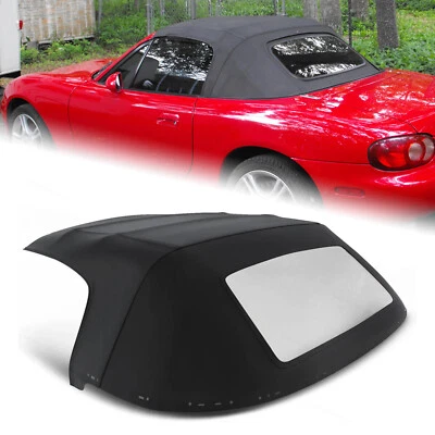 Fit For 1990-2005 Mazda Miata Convertible Black Plastic Window & Soft Top Upper - Image 1 of 4
