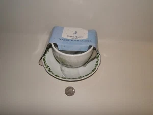 Peter Rabbit Beatrix Potter Bunny Green Ceramic Set Teacup & Saucer - Picture 1 of 11