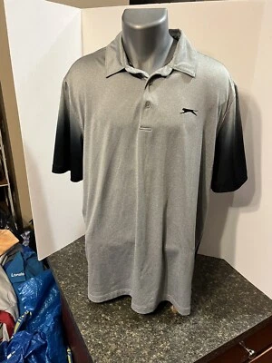 Camisa polo de golf SLAZENGER para hombre XL gris negra desvanecida poliéster spandex Foto 1 de 4