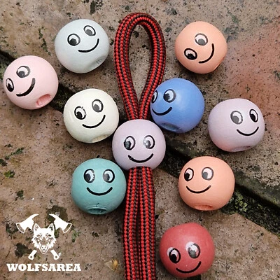 Großlochperlen 100 bunte Naturholz Perlen Lächelndes Gesicht basteln Holzperlen - Bild 1 von 4