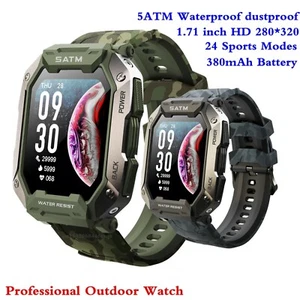 Smartwatch 5ATM Wasserdicht Herzfrequenz Fitness Tracker Robuste Militäruhren - Bild 1 von 34