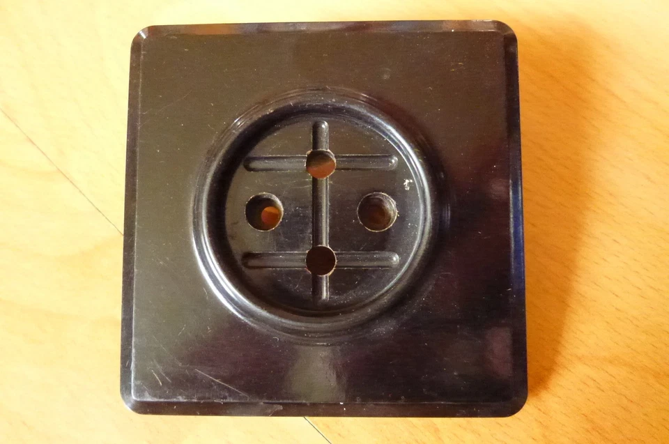 Marco Cubierta Superior Accesorio Parte Antiguo Enchufe Baquelita Cuadrado Foto 1 de 1