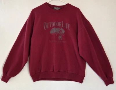 Sudadera De Colección Vida Exterior Para Hombre L Grande Pesca Pescador Naturaleza Pullover Rojo Foto 1 de 4