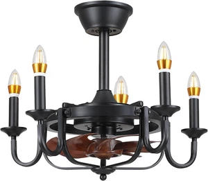 Ceiling Fan with Lights and Remote,22" Small Chandelier Ceiling Fans with Lights - Picture 1 of 7