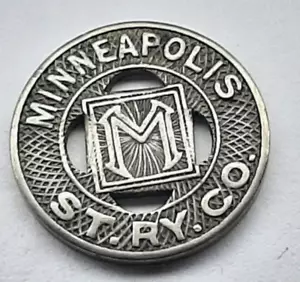MINNEAPOLIS ST RY CO MINNESOTA Train Streetcar Bus Coach Transit Token Coin - Picture 1 of 3