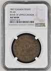 1857 Bank of Upper Canada 1d token NGC AU58, CH PC-6D