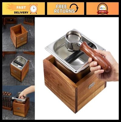 Прочная сменная коробка для эспрессо - твердая древесина и легко чистящаяся нержавеющая сталь, - Изображение 1 из 4
