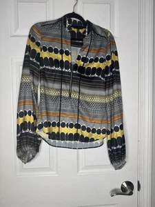 Karen Millen NWOT Geo Stripe Zip Detail Blouse Top US Size 2 - Picture 1 of 8