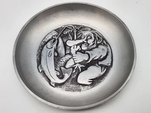 Vintage Norwegischer Zinn Angeln Troll Untersetzer/Geschirr/Aschenbecher Geschenk für Ihn - Bild 1 von 6