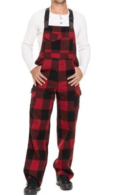 Filson Mackinaw Wool Bib Overall 38 Red Black Buffalo Plaid Made in USA Unhemmed - Image 1 of 4