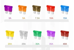 Neu 5 Stück 3/5/7,5/10/15/20/25/30/35/40 AMP ATC/ATO STANDARD SICHERUNGSBLATT - Bild 1 von 1