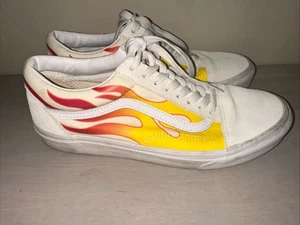 Vans Old Skool Shoes Men's Size 10 White Flame Low Top - Picture 1 of 13