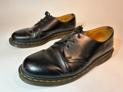 Black DR MARTENS 1461 LEATHER OXFORD Shoes Size 12 Made ENGLAND PostPunk Vtg 90s - Image 1 of 4