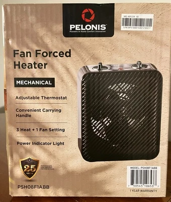 Aquecedor Portátil Pelonis PSH08F1ABB 1500W - Preto com Termostato Ajustável NOVO - Imagem 1 de 4