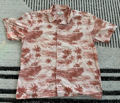 Camisa Hawaiana Solitude Palmeras Estampado Floral Botones Melocotón/Rosa Grande Foto 1 de 3
