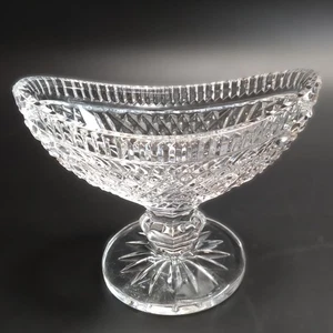 Vintage Waterford Crystal Salt Dip Cellars Boat Shaped Pedestal Round Star Foot - Picture 1 of 11