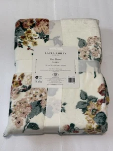 Laura Ashley Floral Reversible Coco Flannel Blanket NEW - Fall Color Theme - Picture 1 of 2