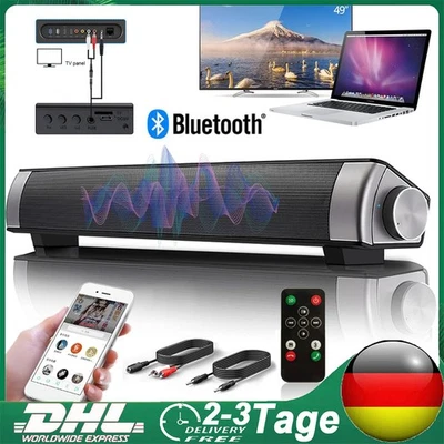 Bluetooth Soundbar TV-PC Sound System 3D Surround Subwoofer USB Lautsprecher AUX - Bild 1 von 4