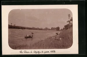 Foto-CPA Azay-le-Rideau, Uferpartie und Boot  - Bild 1 von 2