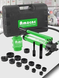 8T Hydraulic Knockout Punch Tool Kit with 6 Dies (1/2" to 2") - Precise Metal... - Picture 1 of 5
