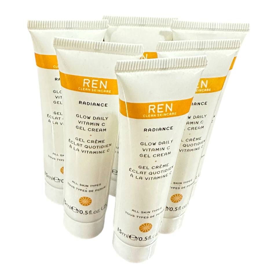 2x REN Clean Skincare Radiance Glow Daily Vitamin C GEL Cream .5oz 15ml Travel